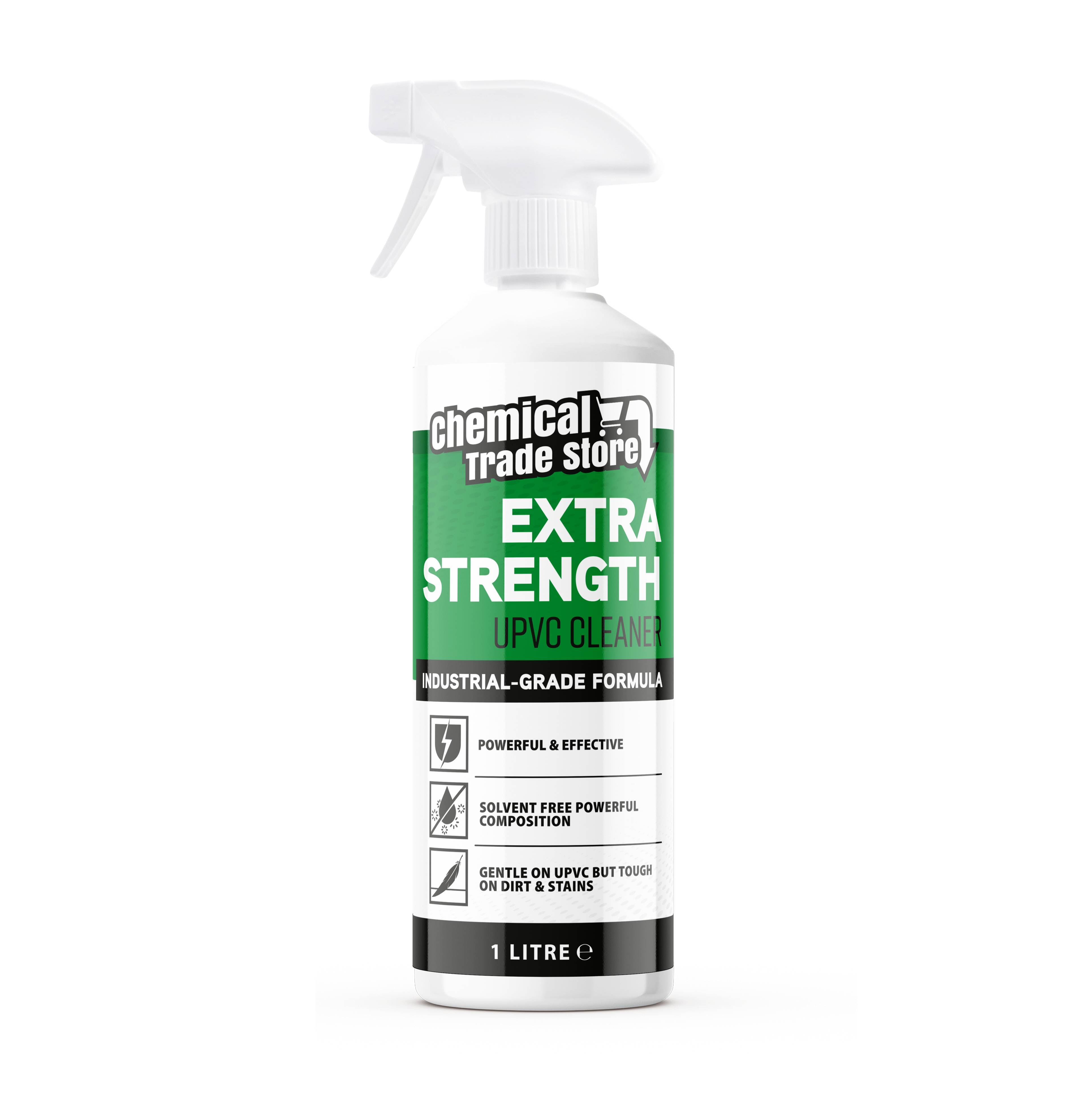 Chemical Trade Store - UPVC Cleaner for Hard Plastic, Doors, Gutters and Window Frames - Extra strength - 1 Litre
