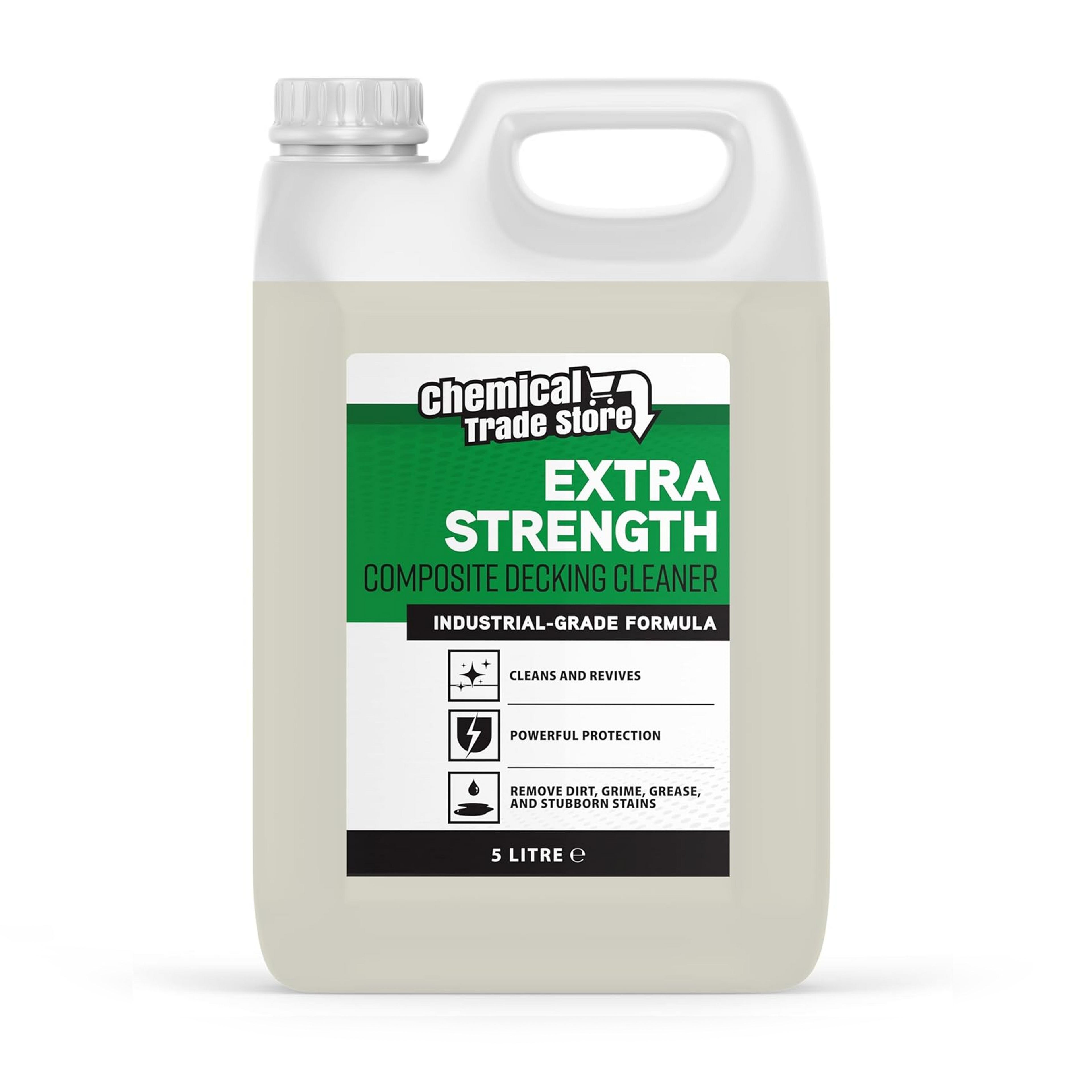 Chemical Trade Store - Composite Decking Cleaner - Plastic UPVC Deck Algae and Mould Remover - Removes Dirt, Grime and Bird Droppings - 5 Litre