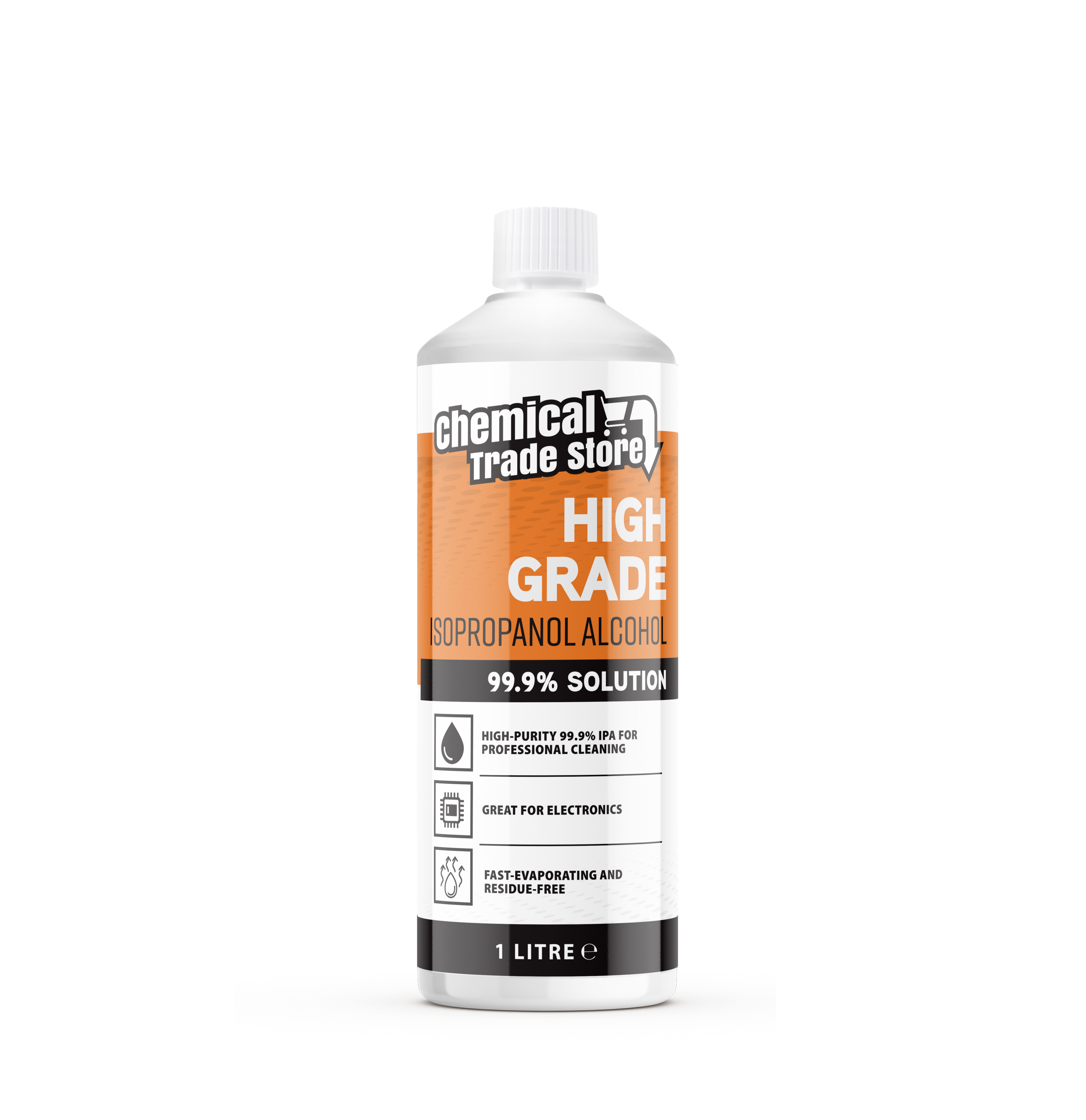 Chemical Trade Store - Isopropanol Alcohol 99.9%, 1 Litre - High-Purity Isopropyl Alcohol IPA, Solvent & Cleaner For Electronics, PC & Phone Cleaning, Ink Removal, Surface Prep, Lab & Industrial Use