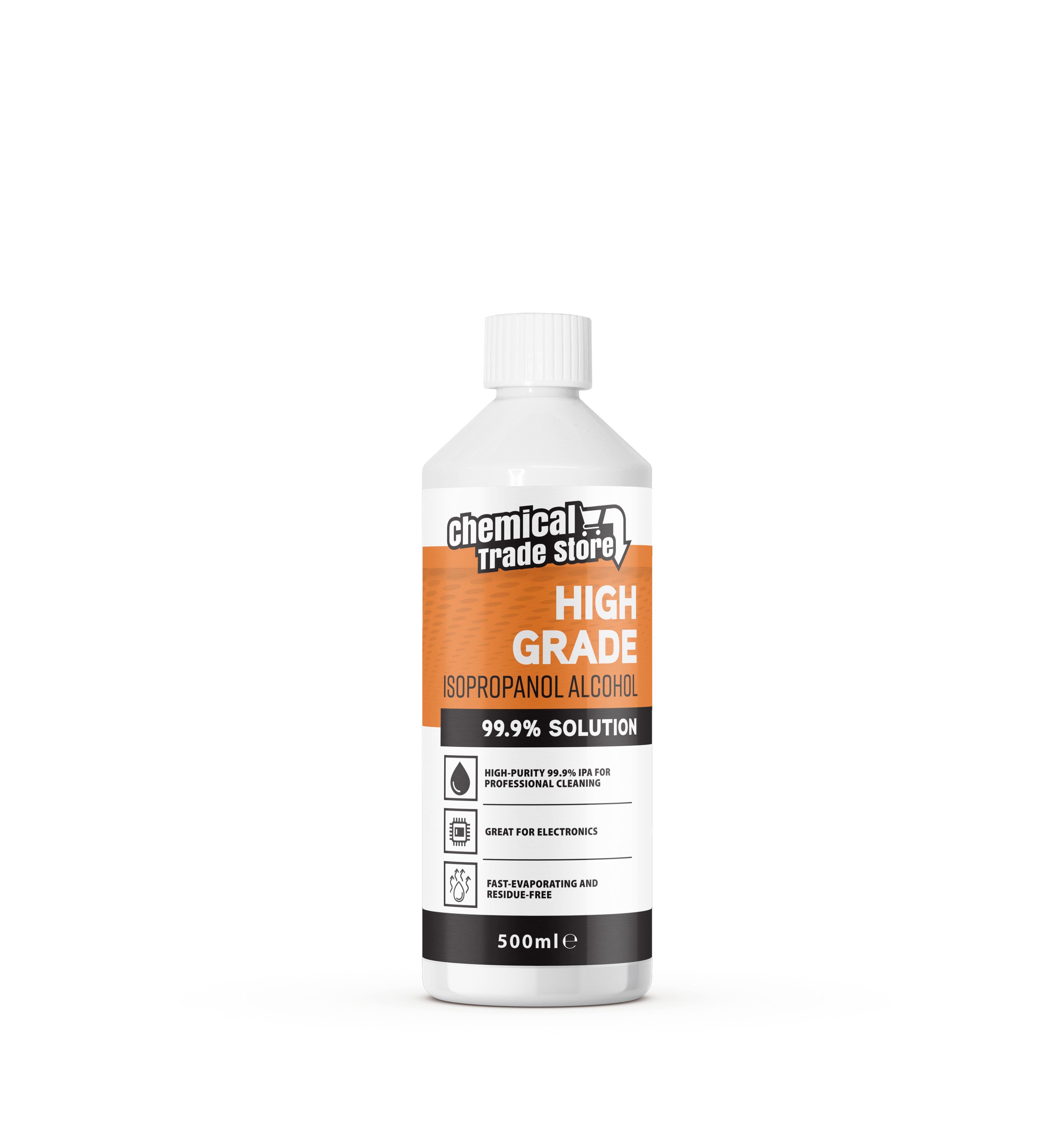Chemical Trade Store - Isopropanol Alcohol 99.9%, 500ml - High-Purity Isopropyl Alcohol IPA, Solvent & Cleaner For Electronics, PC & Phone Cleaning, Ink Removal, Surface Prep, Lab & Industrial Use