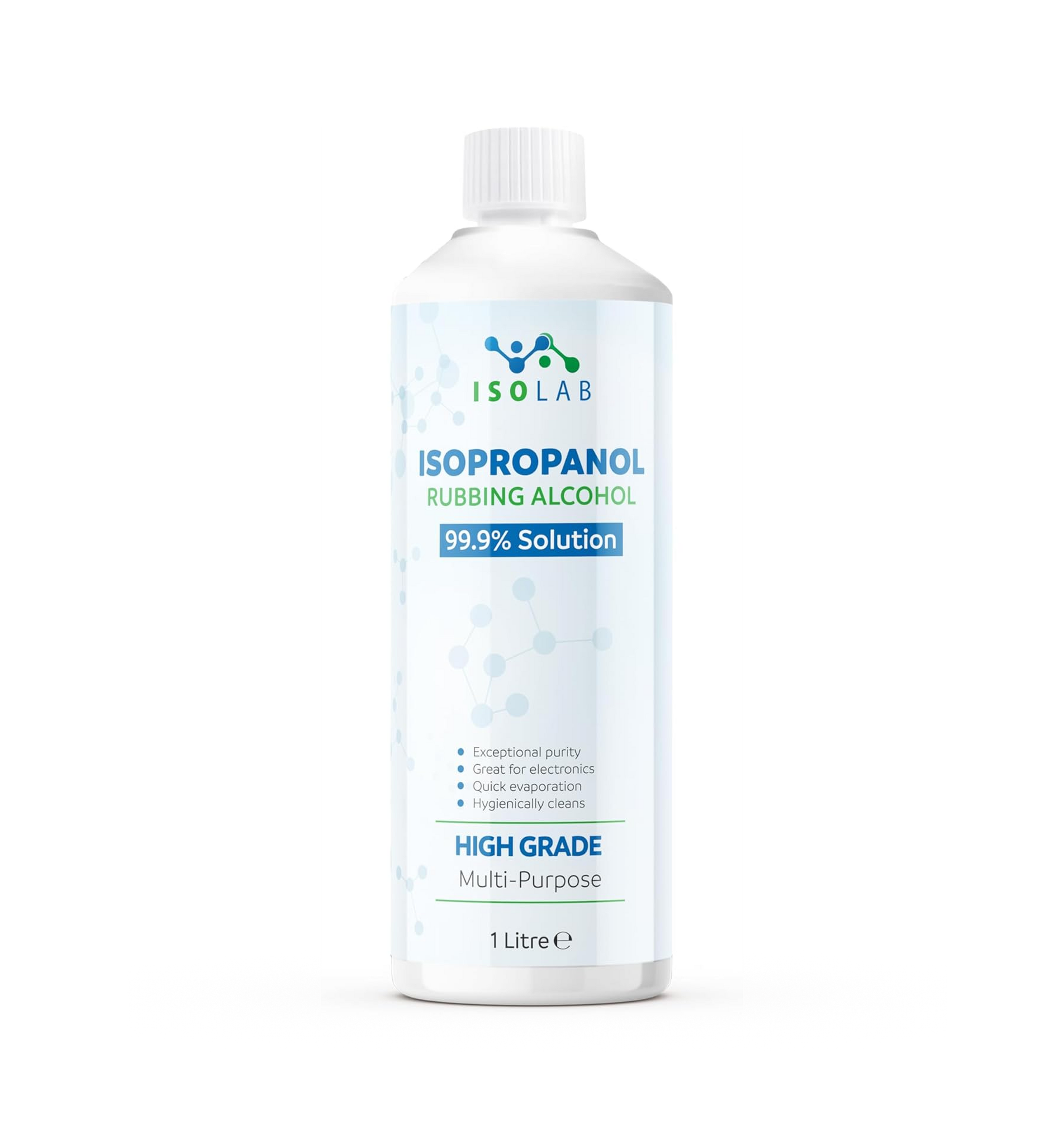 IsoLAB - Isopropanol Rubbing Alcohol - 99.9% Pure Isopropyl Alcohol, Multi-Purpose Cleaner, Degreaser & Solvent - 1 Litre