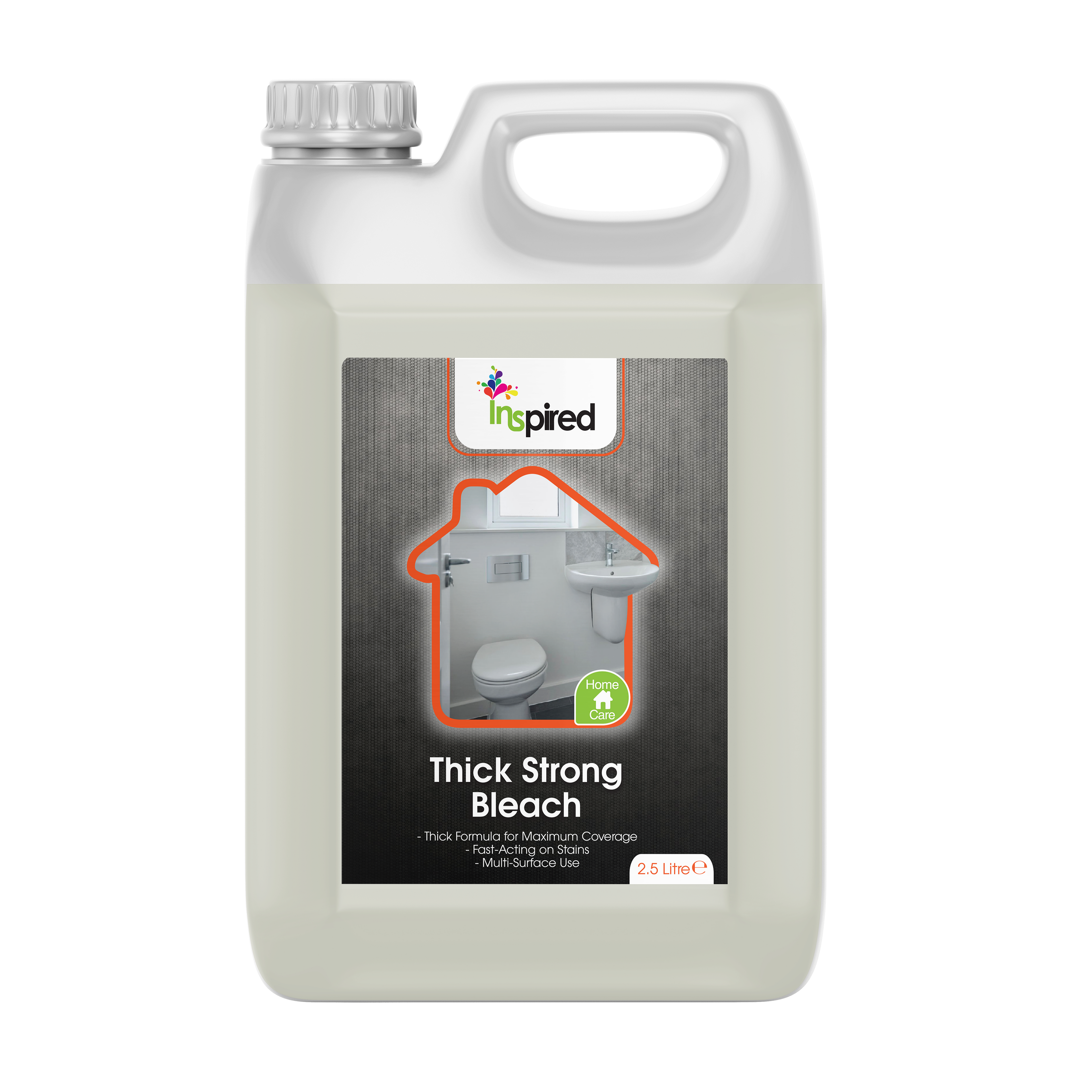 Inspired - Thick Strong Bleach 2.5L - Powerful Household Cleaner for Kitchens, Toilets & Hard Surfaces - Extra Thick Formula, Fast Acting on Stains & Dirt