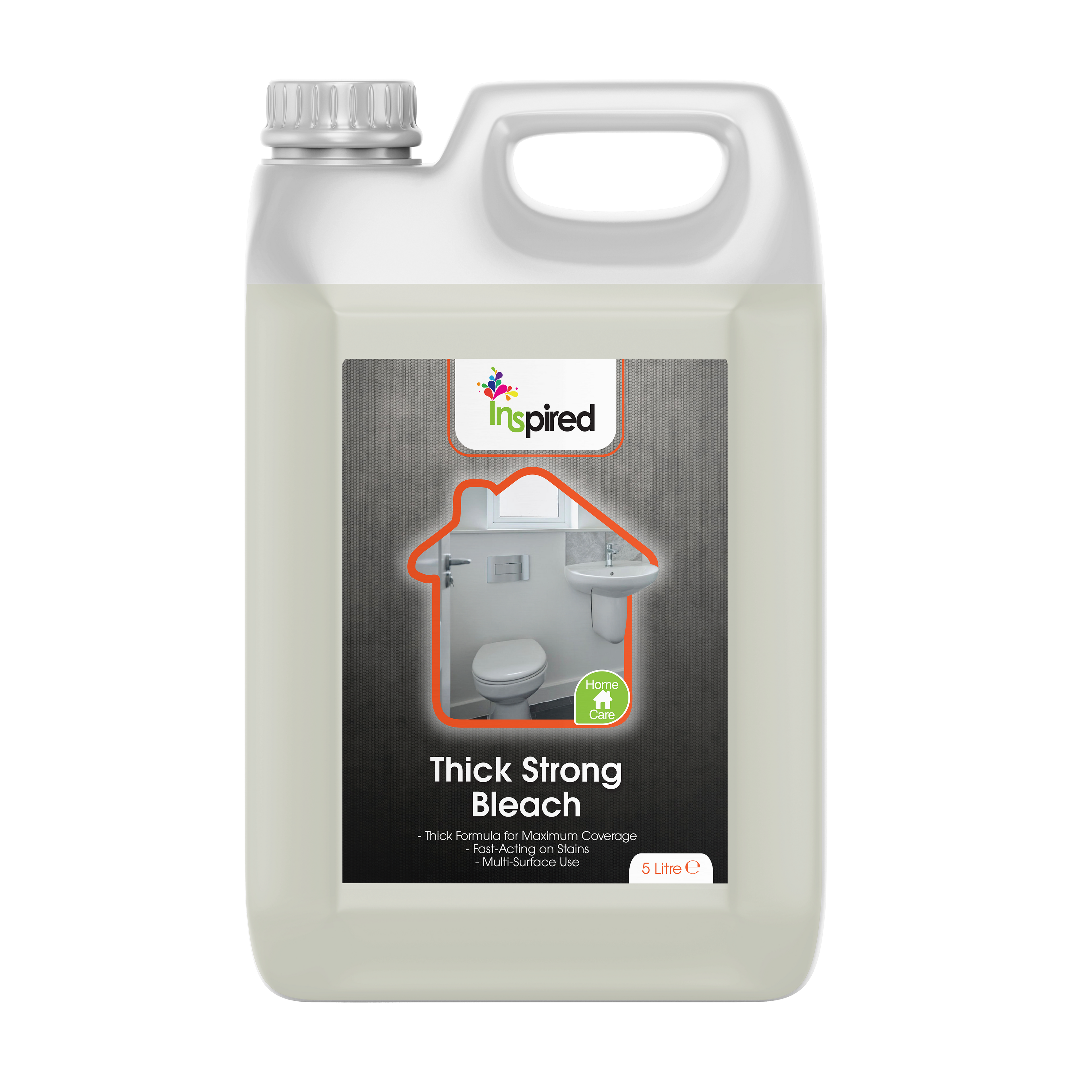 Inspired - Thick Strong Bleach 5L - Powerful Household Cleaner for Kitchens, Toilets & Hard Surfaces - Extra Thick Formula, Fast Acting on Stains & Dirt