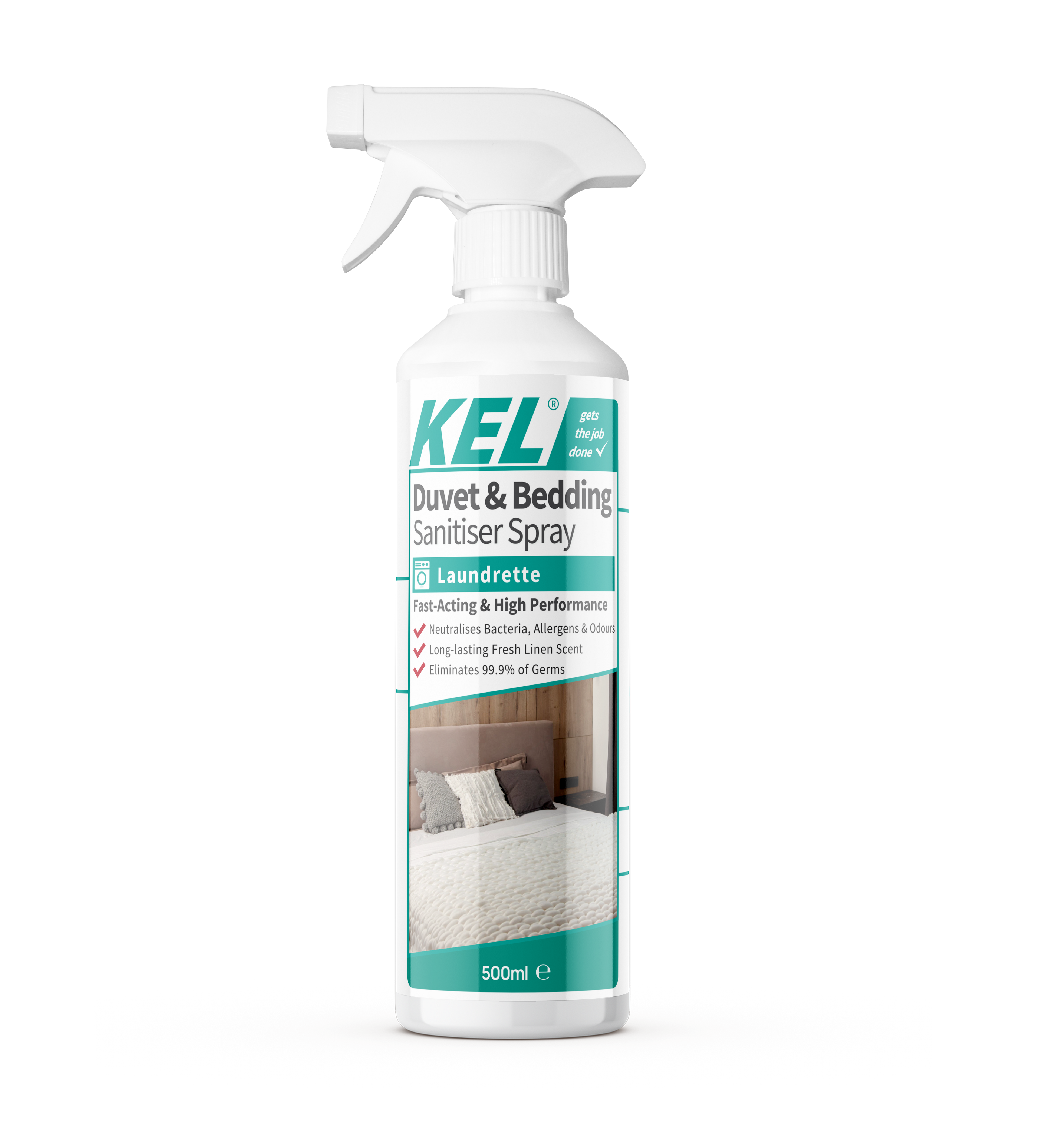 KEL - Fast-Acting Duvet & Bedding Sanitiser Spray | Eliminates 99.9% of Bacteria in 30 Seconds | Antibacterial Disinfectant - 500ml