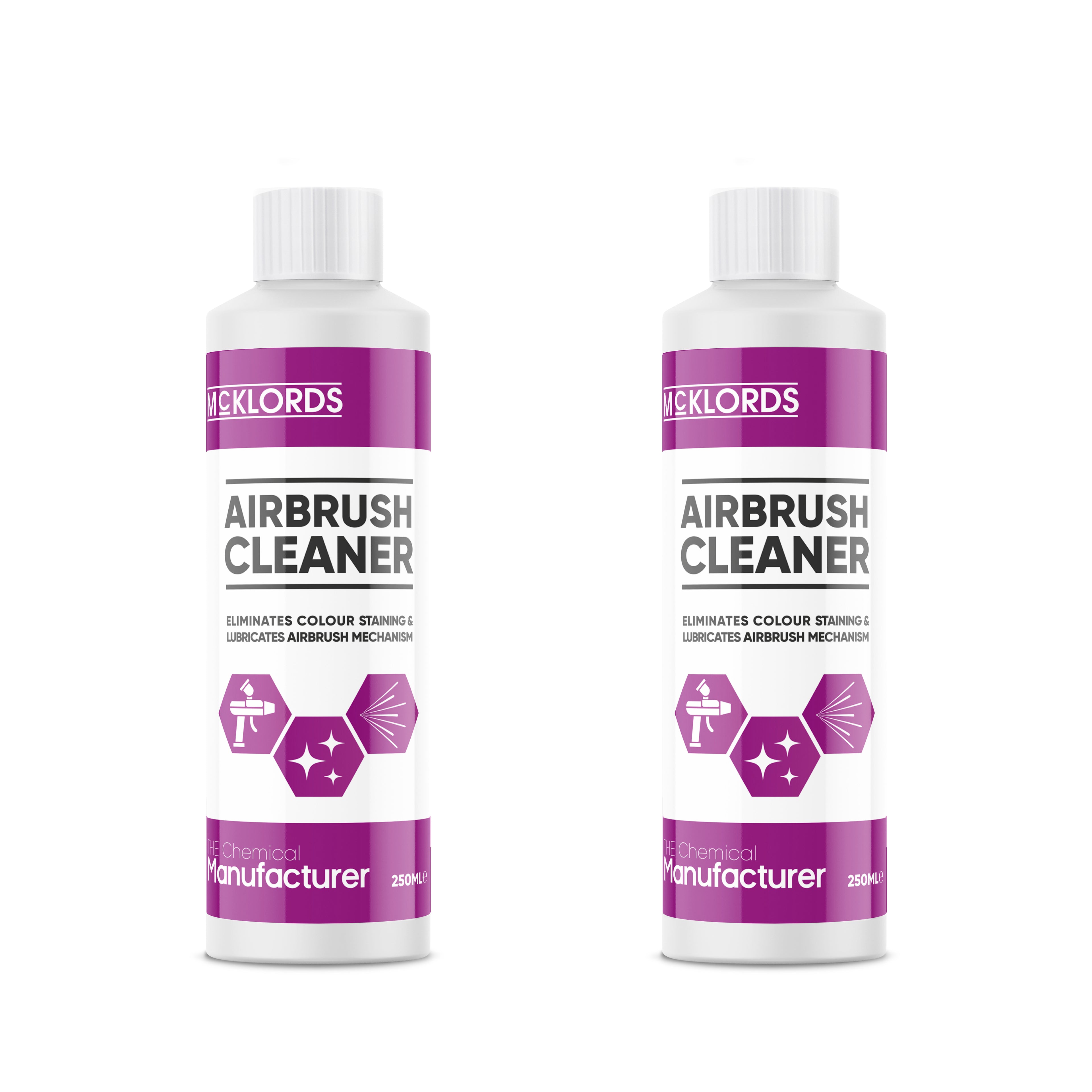 McKLords - Airbrush Cleaning Solution | Acrylic Paint Cleaner for Airbrushing and Restoration - (2 x 250ml)