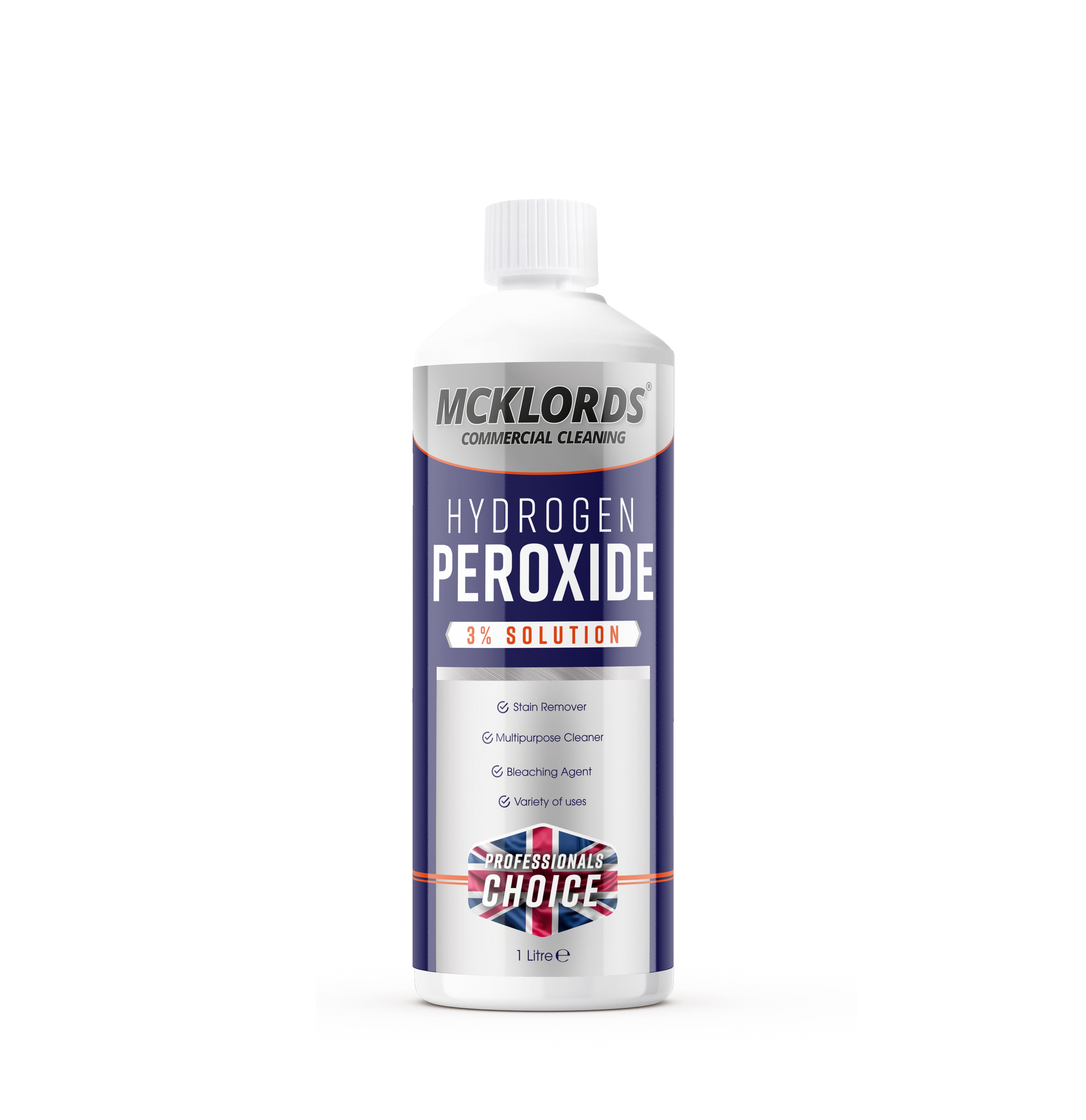 McKLords Commercial - Hydrogen Peroxide 6%, 1L - Multi-Purpose Cleaner & Stain Remover for Hard Surfaces, Carpet, Fabric & Upholstery