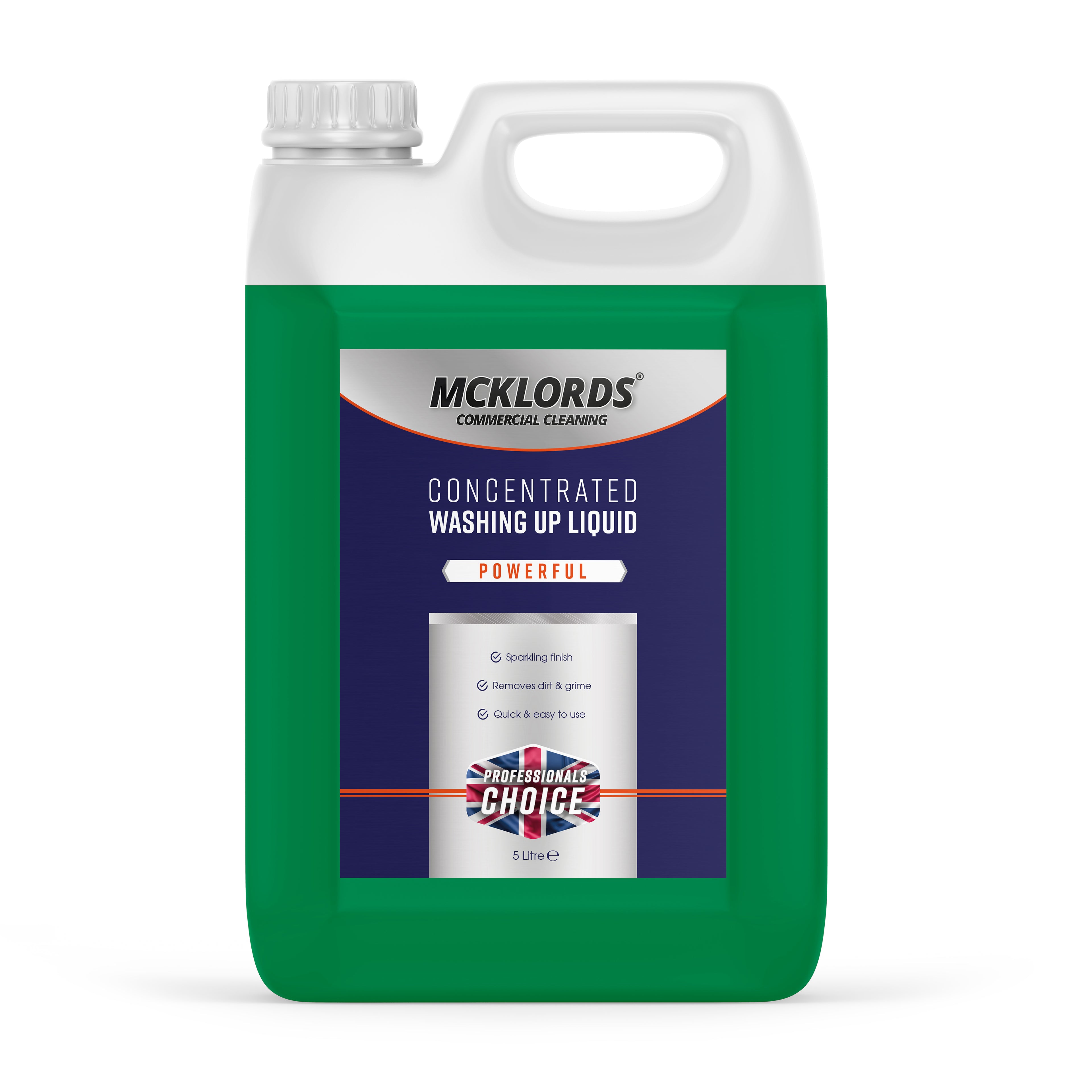 McKLords Concentrated 5L Washing Up Liquid – Powerful Grease Remover, Long-Lasting Lather, Aloe Vera Scent, Bulk Size for Professional Kitchens