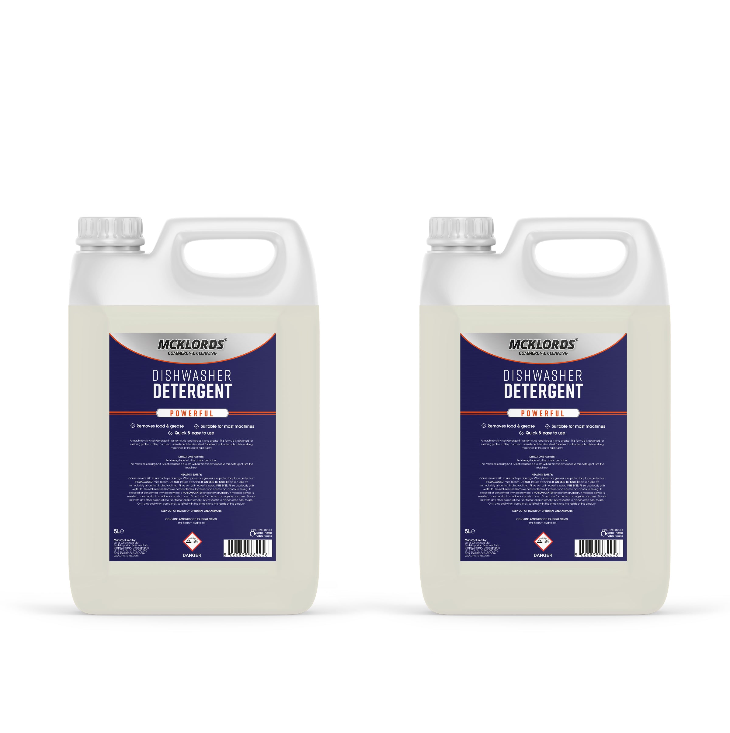 McKLords - Dishwasher Detergent 10L - Ultimate Grease & Food Remover - Auto Dishwashing Liquid - Eco-Friendly 2x5L Containers - Professional Catering