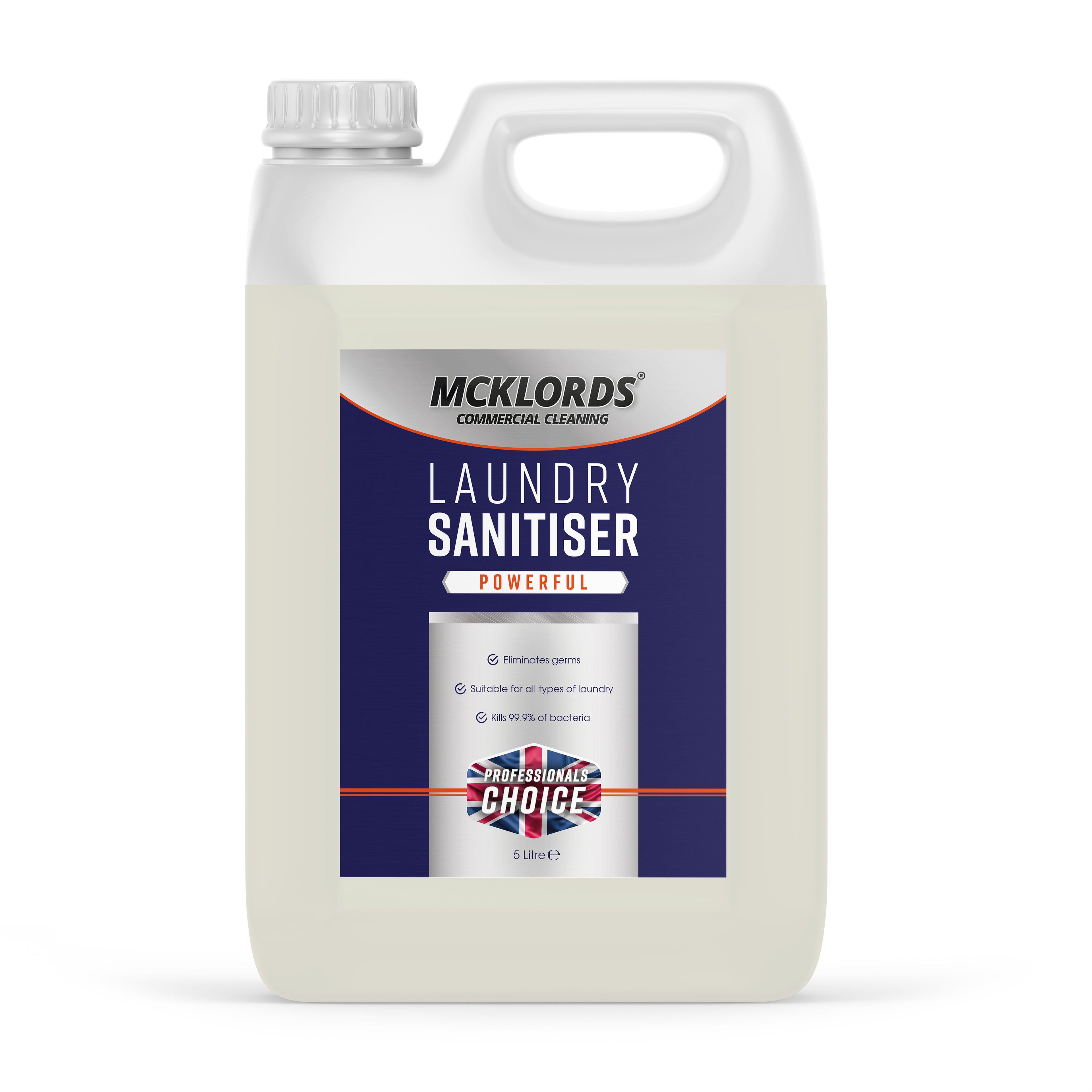 McKLords - Antibacterial Laundry Sanitiser - Kills 99.9% of Germs & Bacteria - Eco-Friendly Powerful Formula for Fabrics - 5 Litre