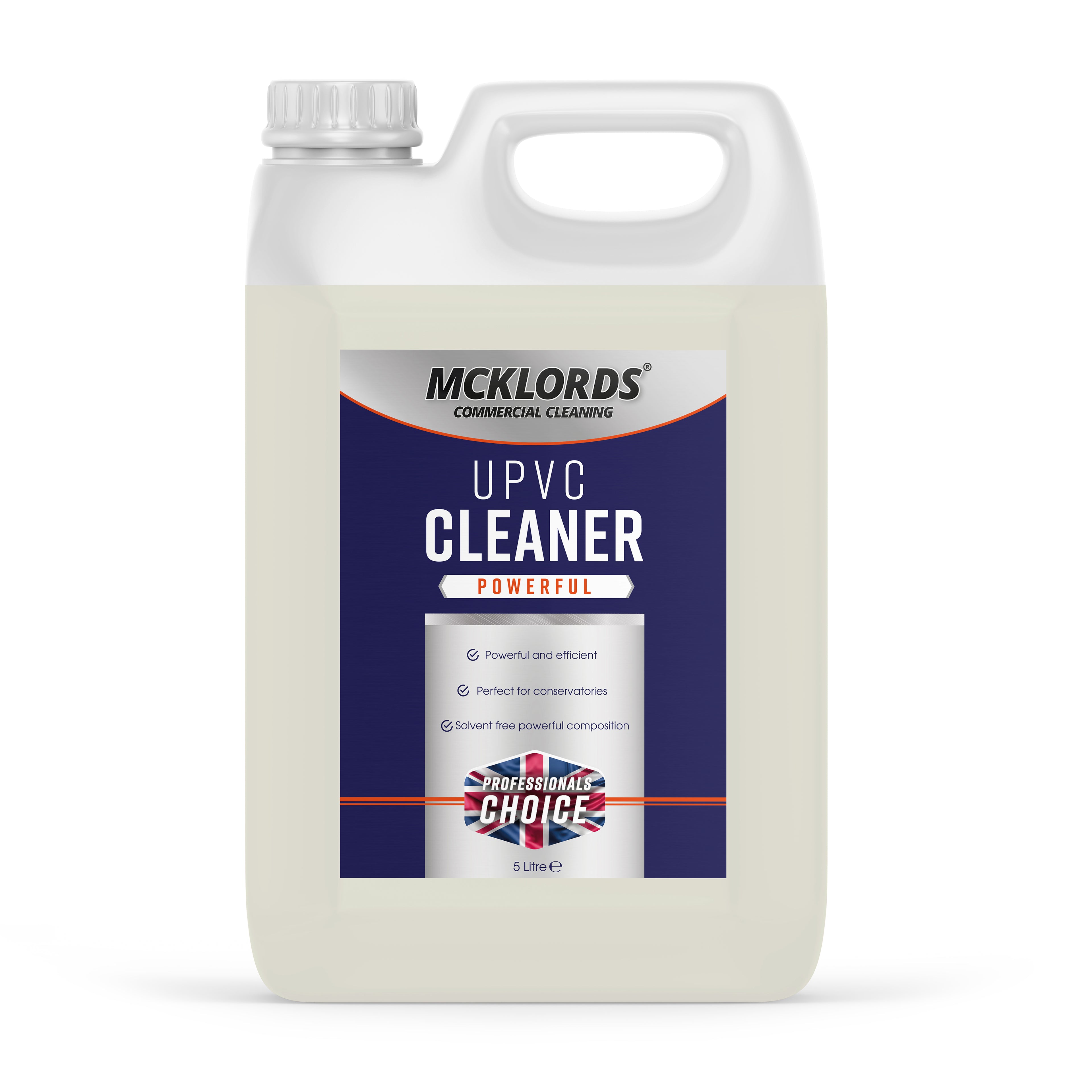 McKLords Commercial - uPVC Cleaner - Professional Plastic & Window Frame Cleaner for Doors, Fascias & Conservatories - Removes Stains, Dirt & Discolouration - 5L