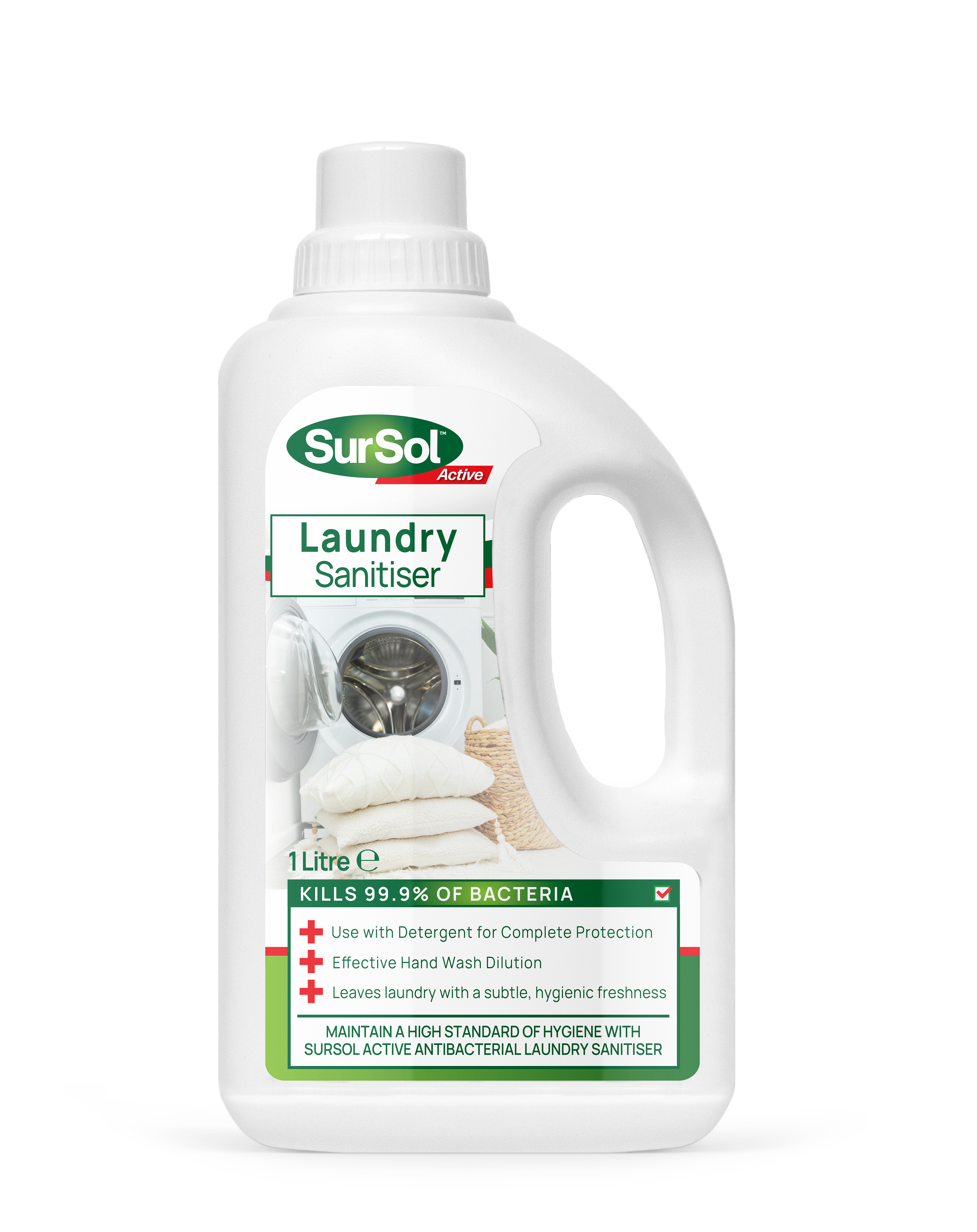 SurSol Active - Antibacterial Laundry Sanitiser 1L - Kills 99.9% of Bacteria & Odours - Hygienic Fabric Disinfectant for Clothes, Towels & Bedding